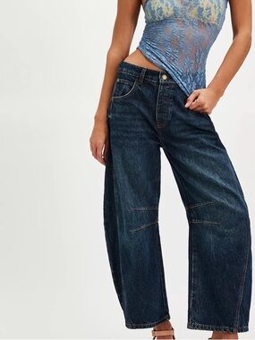 We The Free Good Luck Mid-Rise Barrel Jeans